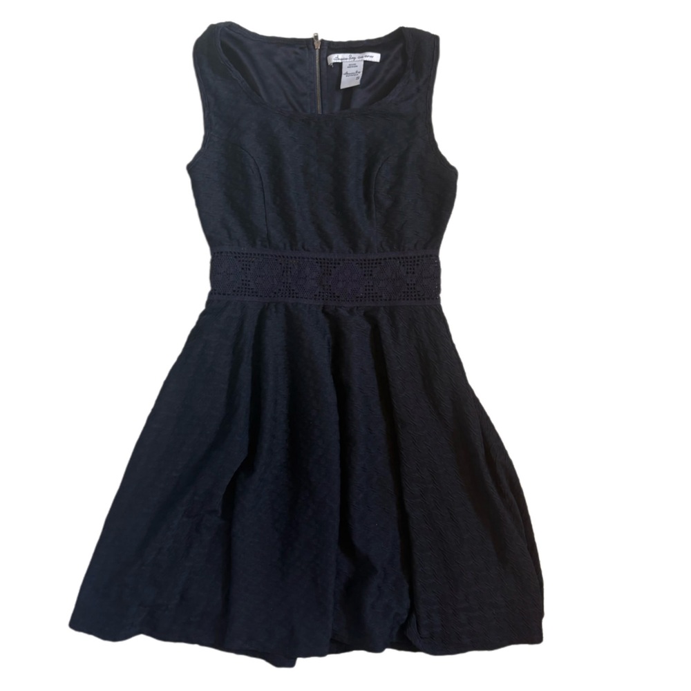 American Rag Elegant Black Sleeveless Fitted Laced Waist MIDI Length Dress!